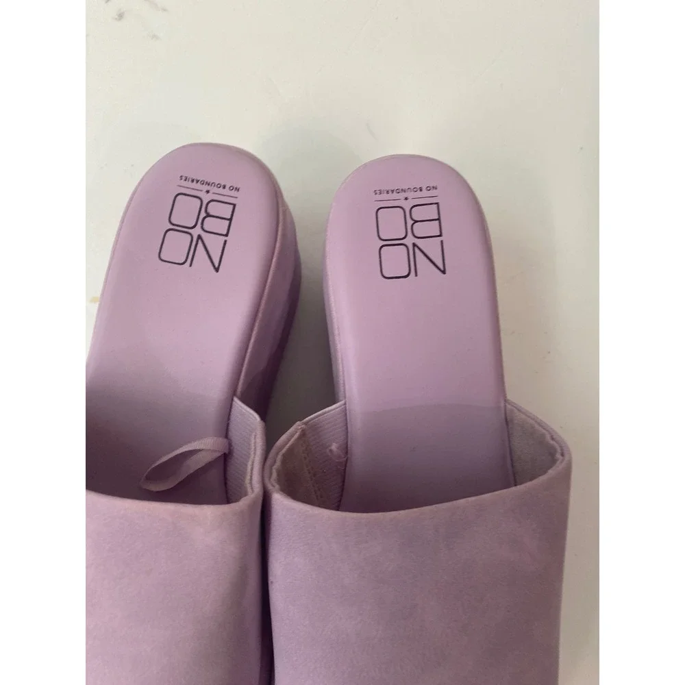 No Boundaries Lavender Purple Platform Slide Sandals Sz 6‎ Faux Suede Y2K